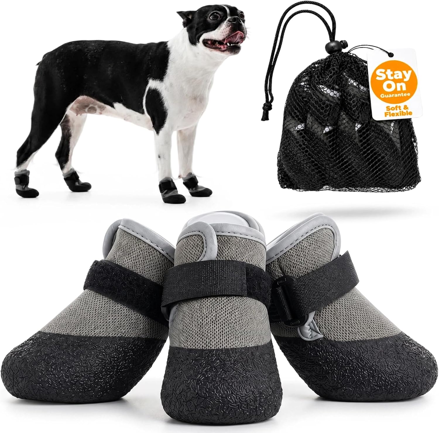 Super-Grippy, Comfortable Sole Dog Summer Shoes for Hot Pavement, S | Stay-On Dog Rain Booties with a Dewclaw-Friendly, Pet Boots for Hiking & Running, Puppy Waterproof Shoes for Small Dogs Paws