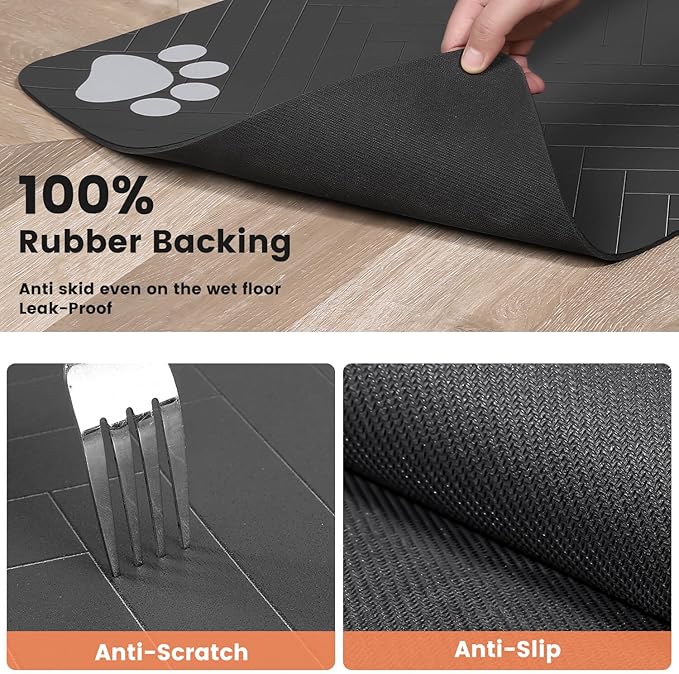 Pet Feeding Mat-Absorbent Pet Placemat for Food and Water Bowl, with Waterproof Rubber Backing, Quick Dry Water Dispenser Mat for Dog and Cat (24"x16", Lime Green)