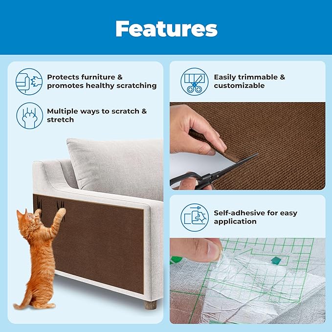 Best Pet Supplies Catify Cat Scratcher, Fun Interactive Scratchers, Posts, Poles, Claw Safe, Furniture Saver Indoor Play Support Natural Cat Behaviors Heavy Duty - Brown (78.7 x 15.8)