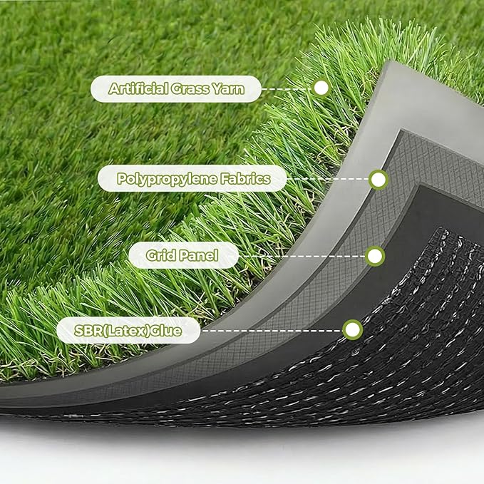 Artificial Grass Rug Indoor Outdoor, 7 x 15FT Faux Grass Turf with Drainage Holes, Realistic Artificial Lawn Rug Dog Pets Mat, Turf Carpet for Garden Lawn Landscape Balcony Patio Backyard Easter Decor