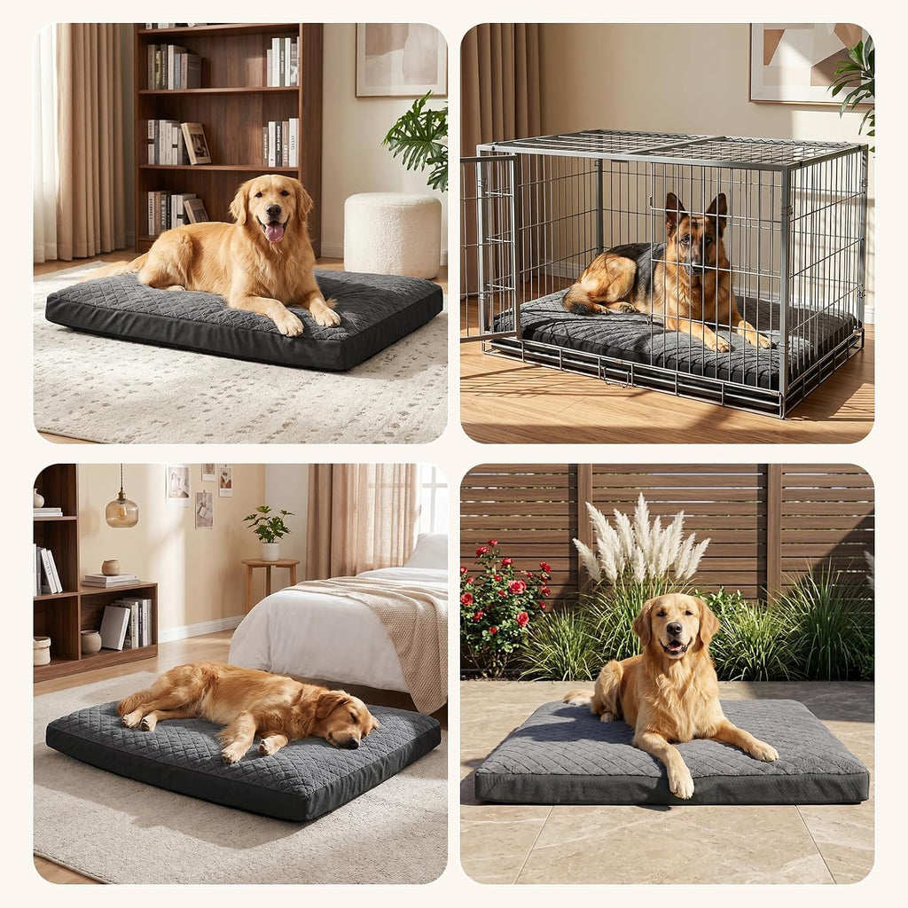 GASUR Indestructible Chew-Proof Dog Bed for Large Dogs, Durable Crate Bed | Large Sized Dog Bed for Aggressive Chewers, Waterproof & Washable Pet Couch with Removable Cover (Grey, L, 41"x27")