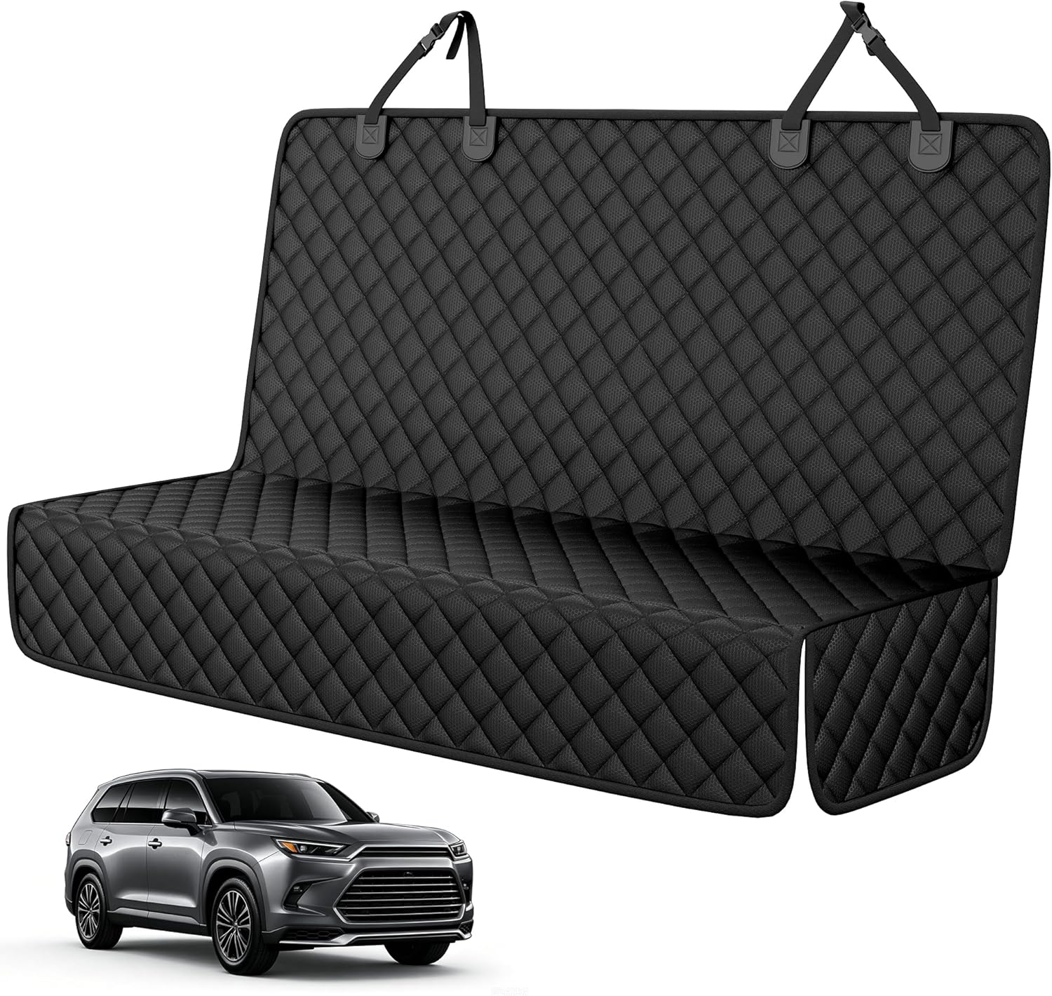 Dog Car Seat Cover for SUV, Waterproof Back Seat Cover for Toyota Tacoma/Jeep Grand Cherokee/Ford Explorer/Ranger/Chevrolet Colorado, Scratch-Proof Nonslip Durable Rear Seat Cover for Dogs