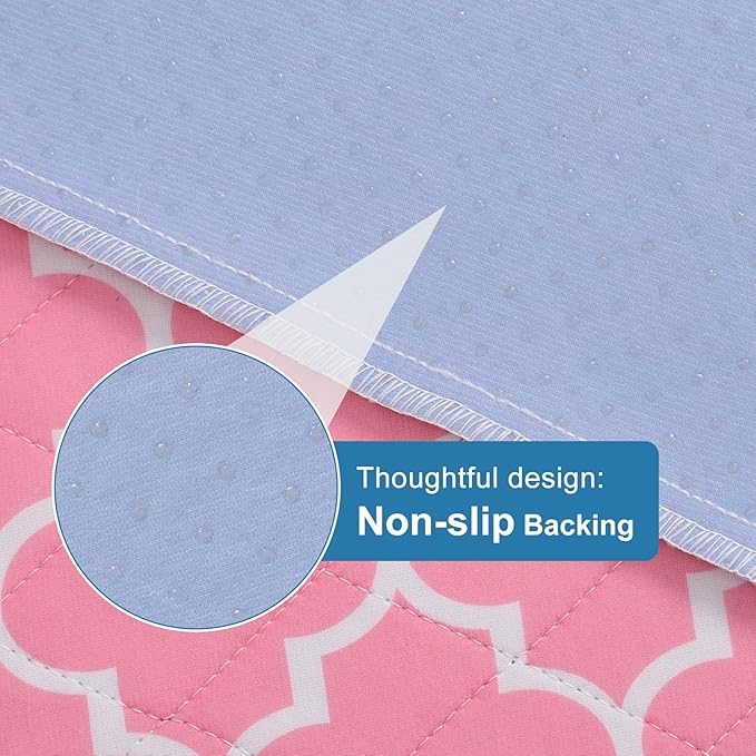 OUTCREATOR® Washable Bed Pads 34" x 76" (Pack of 2), Incontinence Mattress Protector, Anti-Slip Waterproof Underpads for Adults Kids Elderly Pets, Absorbency & Reusable Bedwetting Pads (Pink)