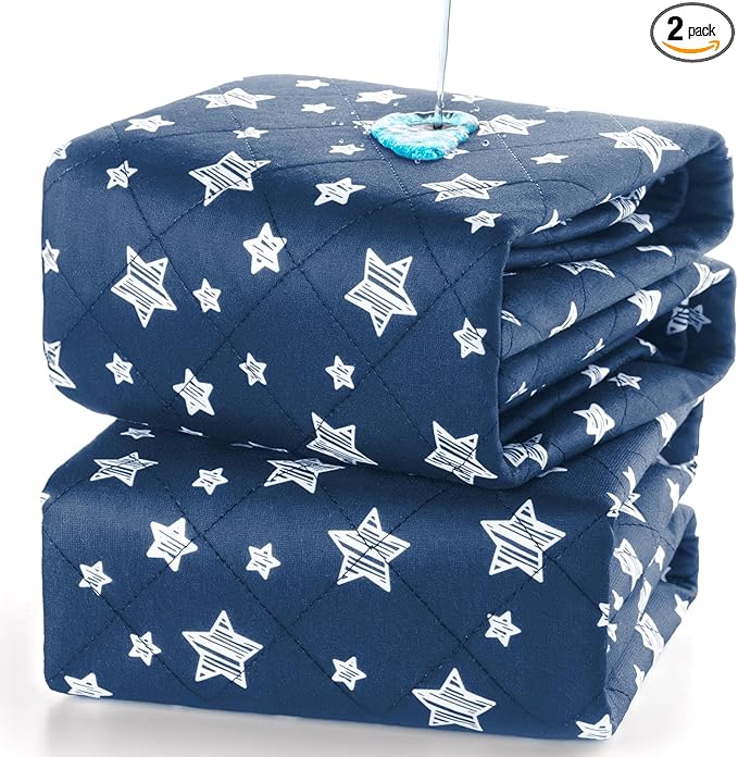 Waterproof Bed Pads Washable, Absorbent Chuck Pads for Incontinence, Washable Pee Pads for Dogs, Waterproof Mattress Protector for Seniors, Bedwetting Kids, Hospitals, Pets, 34"x76" 2 Pack