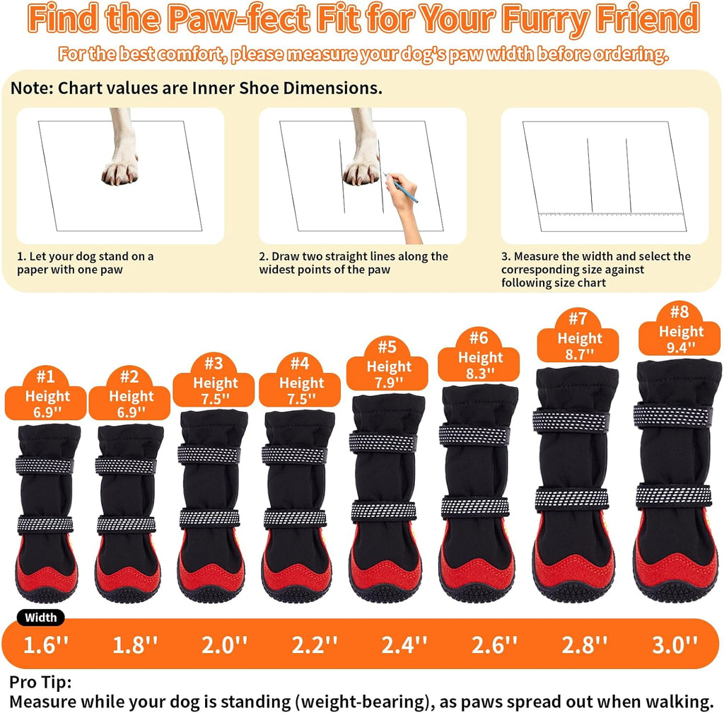 Dog Boots for Snow & Hiking, Waterproof High Top Protectors with Adjustable Reflective Straps, Anti-Slip Paw Protection Shoes for Mud and Hot Pavement-Ideal for Small to Large Dogs(Black, 7)