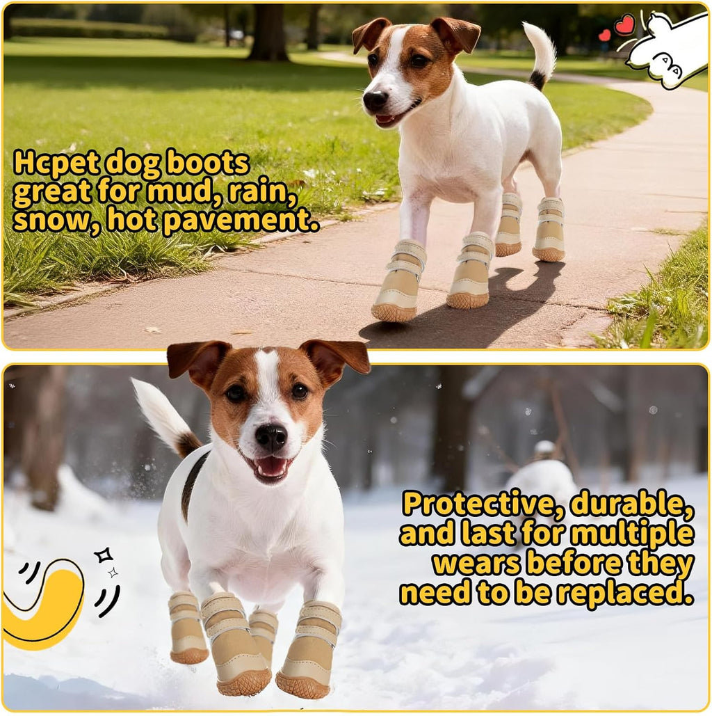 Dog Shoes for Small Dogs, Dog Boots & Paw Protectors for Hot Pavement Winter Snow Hiking, Anti-Slip Dog Booties for Hardwood Floor Pink Brown Size 2