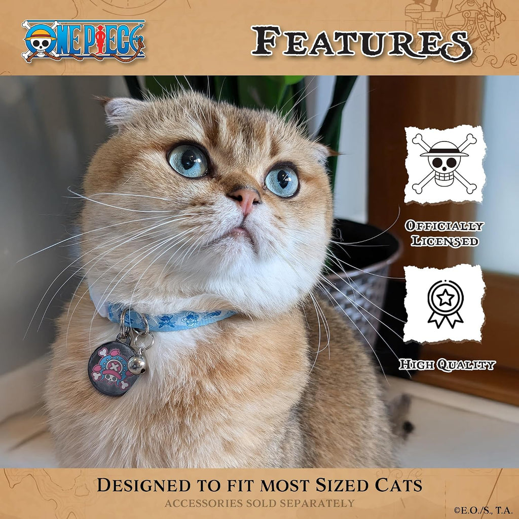 One Piece Cat Collar with Bell (Removable); Officially Licensed, Fully Adjustable New World Breakaway Cat Collar for Kittens, Durable, Cute Kitten Collar with Bell for Boy & Girl Cats (One Size 8-12”)