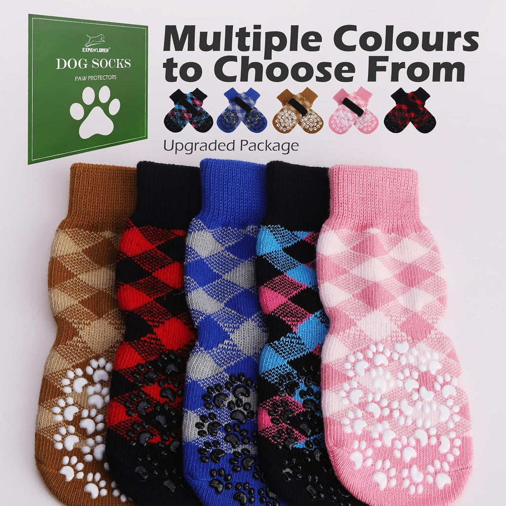Dog Socks to Prevent Licking Paws, Dog Shoes for Hot Pavement, Anti Slip Dog Booties for Hardwood Floors, Dog Boots & Paw Protectors for Small Medium Large Senior Dogs, Khaki XL