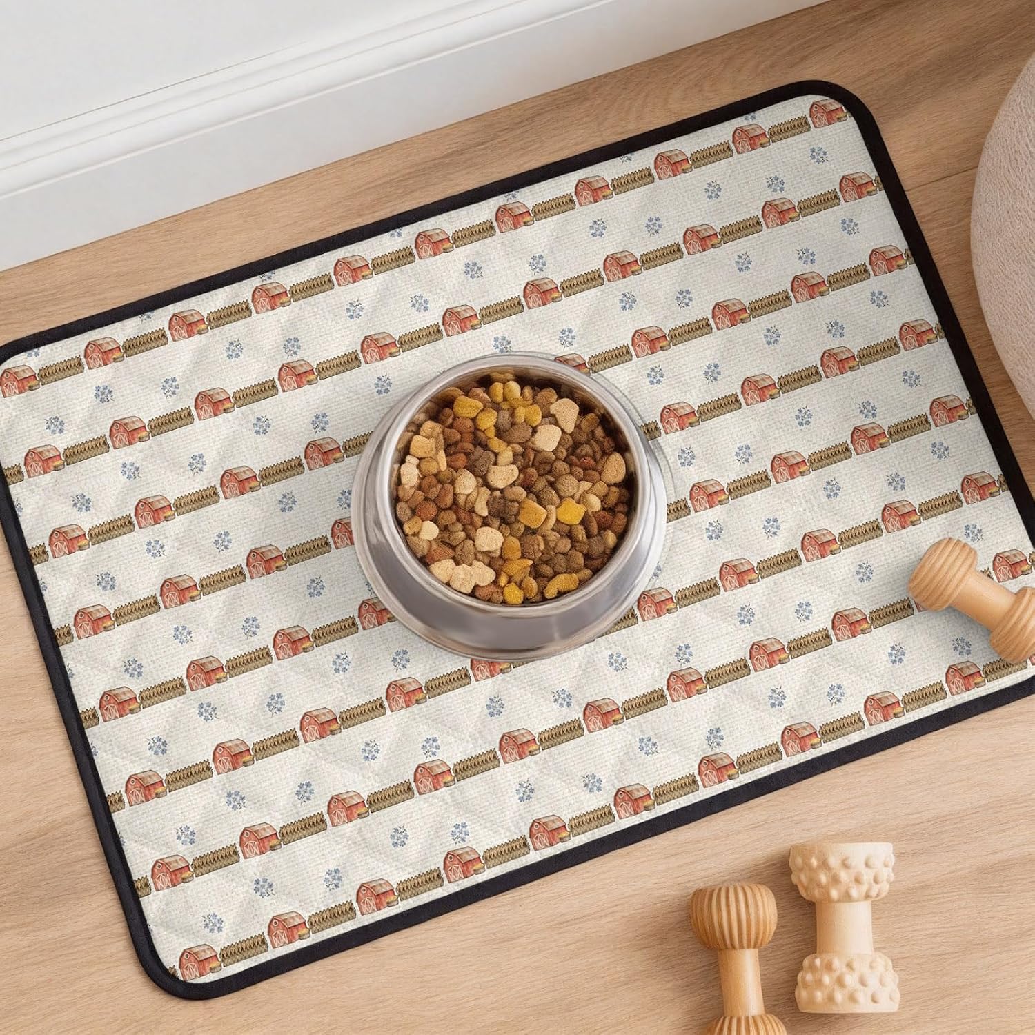 Autumn Farmhouse Barn Fence Washable Pee Pads for Dogs Cats,36"x24" Absorbent Waterproof Pet Training Mats Rustic Fall Retro Linen Non-Slip Reusable Puppy Pad for Crate Bed