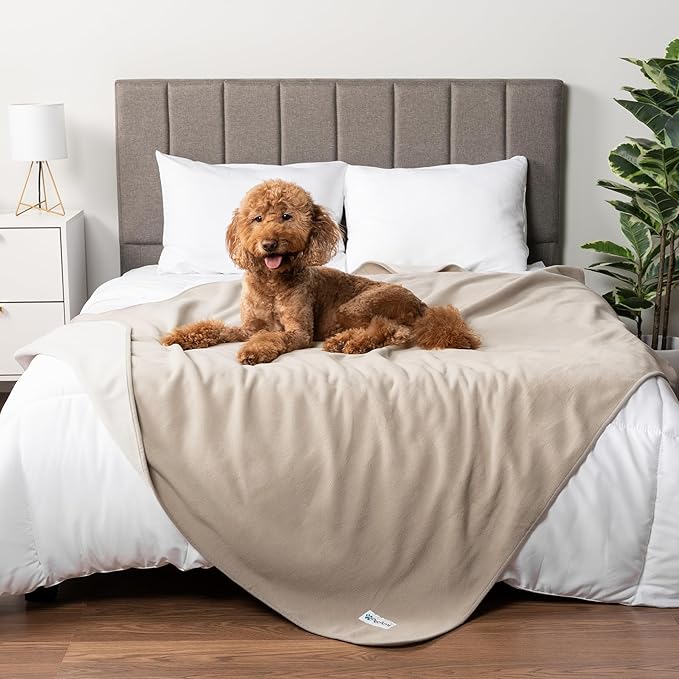PetAmi Waterproof Dog Blanket for Small Medium Pets Dogs Cats, Pet Couch Cover Protector for Furniture, Reversible Washable Soft Fleece Cat Blanket for Bed Couch Sofa, 29x40 (Taupe/Beige)