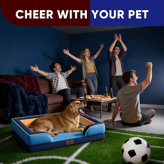 Comfort Expression Orthopedic Dog Bed for Extra Large Dogs 45x35 Inch, Waterproof Egg Crate Foam XL Pet Bed with Removable Bolsters, Dog Couch with Washable Cover & Non-Slip Bottom, Houston