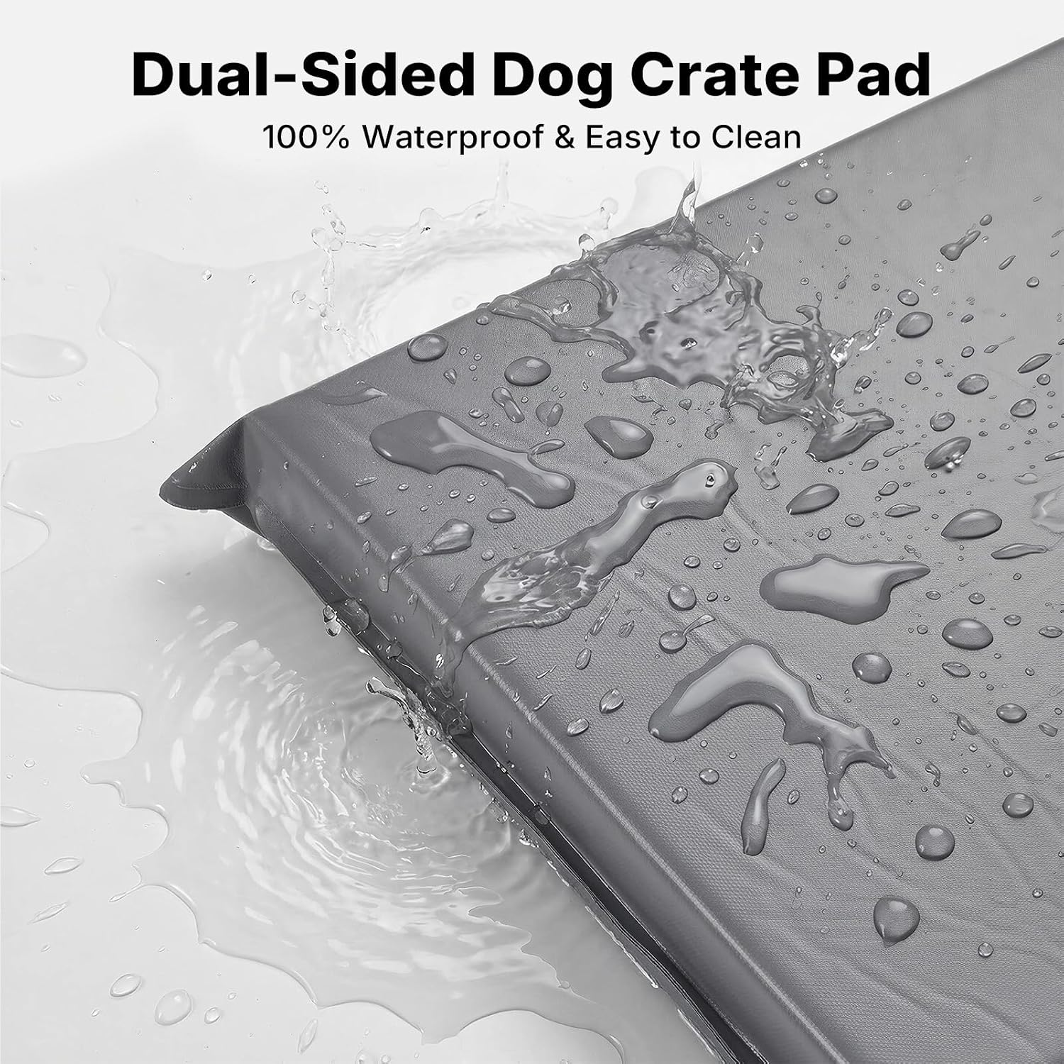Veehoo Dog Crate Pad, Double-Sided Waterproof Crate Mat Bed, Outdoor Kennel Mat Pet Sleeping for Medium Large Dogs, Clooling, Waterproof, Wipeable, Anti-Slip, Kennel Pads 30 x 22 Inch, Gray