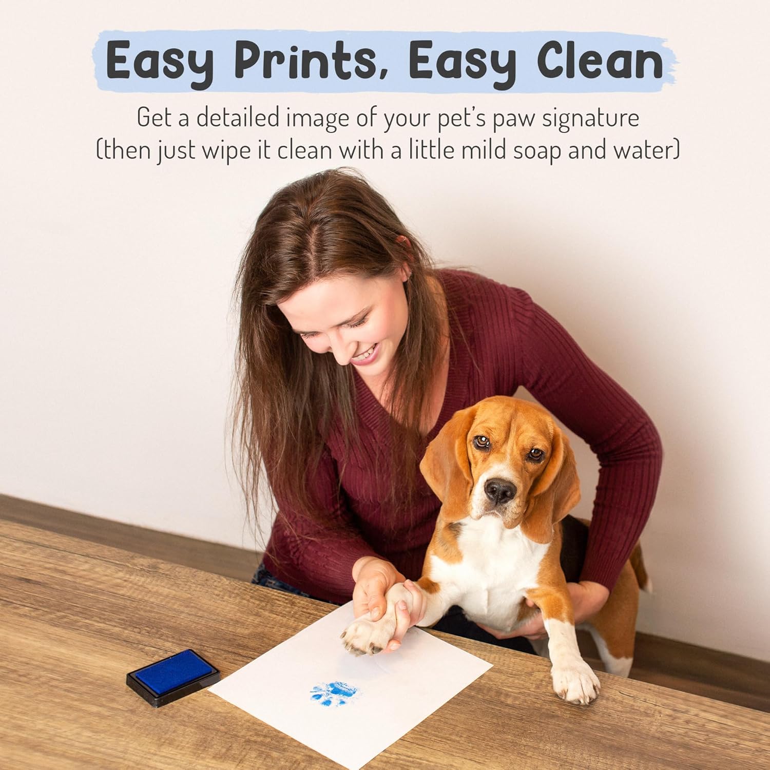 Pet Paw Print Impression Kit | Dog Ink Paw Print Kit | Pet Paw Print Kit | an Easy to Use Paw Print Stamp Pad for Dogs | Contains an Ink Pad for Dog Paw Prints That You Can Treasure (Blue)