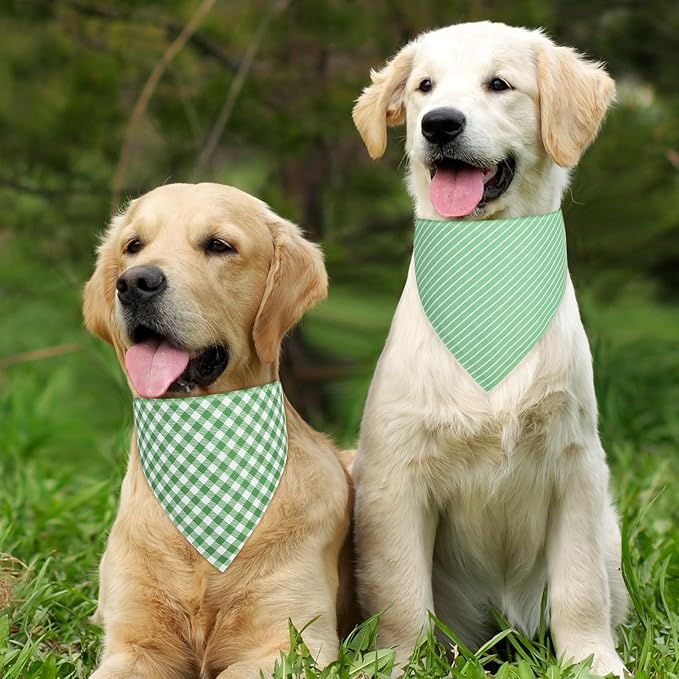 Dog Bandana Green Small 1PCS, Summer Spring Scarf for Boy and Girl, Durable Triangle Reversible Bibs Handkerchief for Puppy Pet