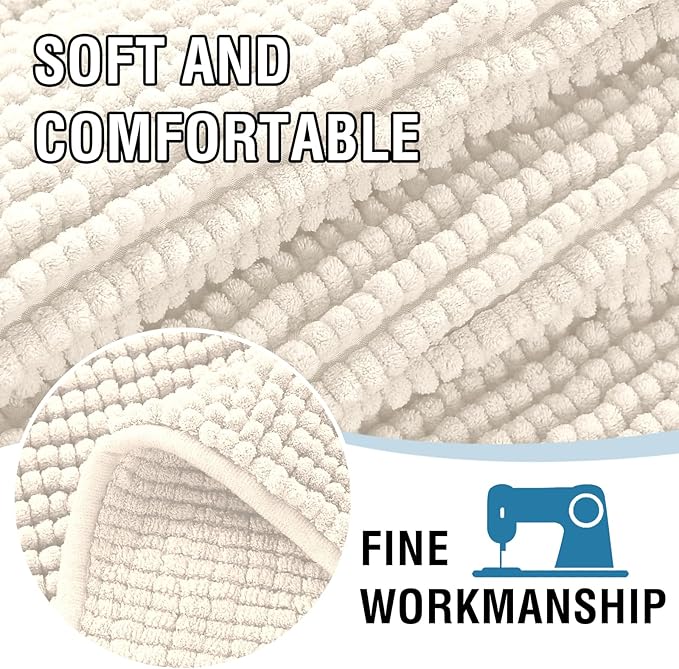 H.VERSAILTEX Plush Chenille Couch Cover for 3 Cushion Couch Anti Slip Washable Sofa Slipcovers Soft and Durable Furniture Protector for Dogs Cats Kids (27.5" x 82", Ivory)