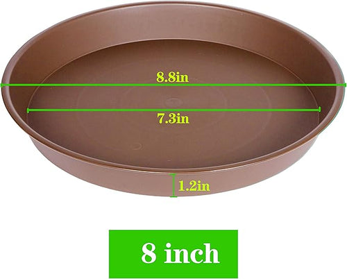 2 Pack of 8 inch Plant Saucer Clear, Heavy Duty Plastic Plant Water Tray 8 inch Round, Flower Plant Saucers for Indoors No Holes, Plant Dishes Saucer for Planter 7"/8" (8", Chocolate)