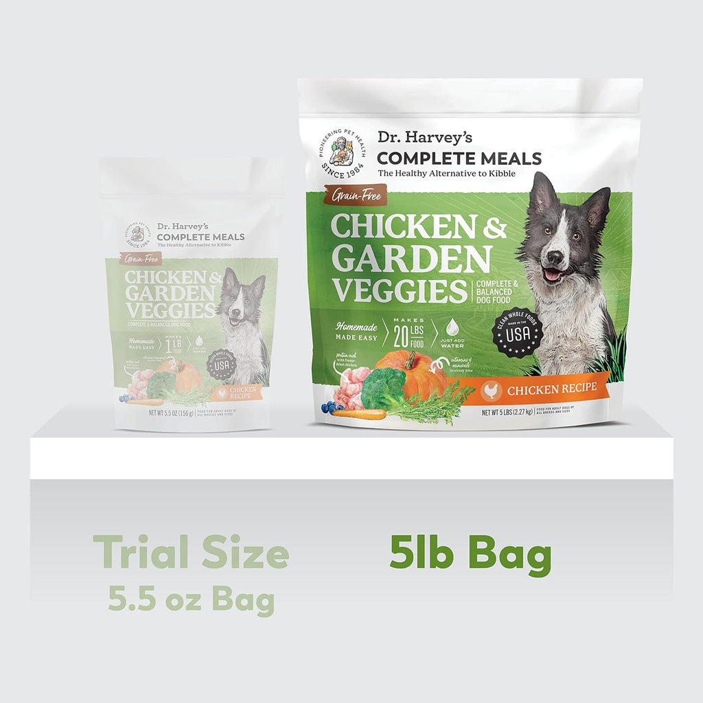 Dr. Harvey's Chicken & Garden Veggies Dog Food, Grain-Free (5 lb) | Dehydrated Food with Freeze-Dried Chicken