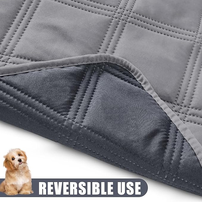 Smiry Waterproof Dog Bed Cover Blanket 52x82, Soft Reversible Pet Blanket, Washable Leakproof Cats Dogs Couch Cover for Sofa, Couch, Furniture, Grey/Dark Grey