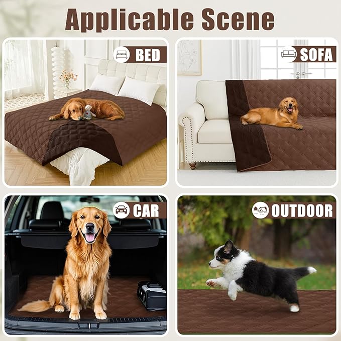 Smiry Waterproof Dog Bed Cover Blanket 40x70, Soft Reversible Pet Blanket, Washable Leakproof Cats Dogs Couch Cover for Sofa, Couch, Furniture, Brown/Chocolate