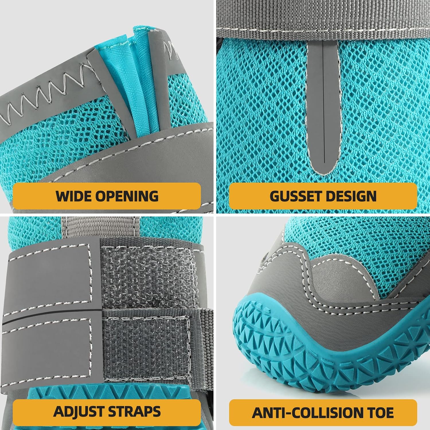 Dog Boots for Large Dogs, Medium Dog Boots & Paw Protectors for Hardwood Floors, Outdoor Dog Booties for Hot Pavement Winter Snow Hiking, Dog Shoes with Reflective Strips