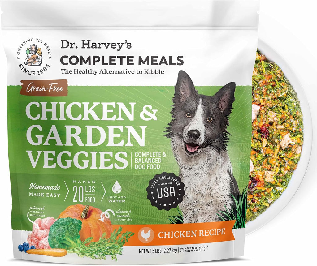 Dr. Harvey's Chicken & Garden Veggies Dog Food, Grain-Free (5 lb) | Dehydrated Food with Freeze-Dried Chicken