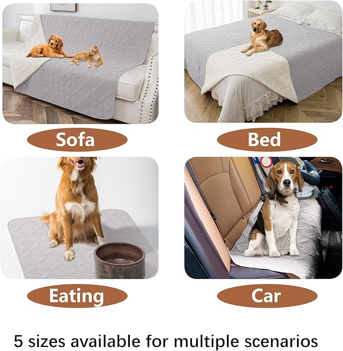 Waterproof Dog Blanket, 30x53 inches Small Pet Couch Covers for Sofa, Chair Bed Furniture Protector from Dogs Washable and Reversible-Lightgrey+Cream