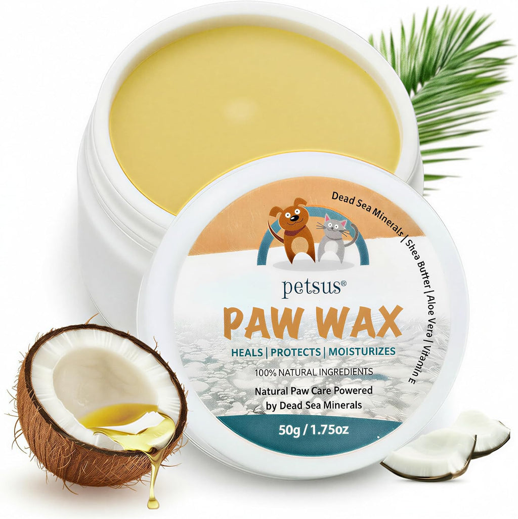 Dog Paw Balm – Lick-Safe Wax & Moisturizer for Dry, Cracked Pads, Nose & Snout – Natural Protection for Winter & Hot Pavement with Dead Sea Minerals, Shea Butter, Coconut Oil – 1.75 oz