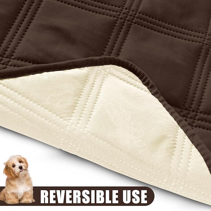 Smiry Waterproof Dog Bed Cover Blanket 40x50, Soft Reversible Pet Blanket, Washable Leakproof Cats Dogs Couch Cover for Sofa, Couch, Furniture, Chocolate/Beige