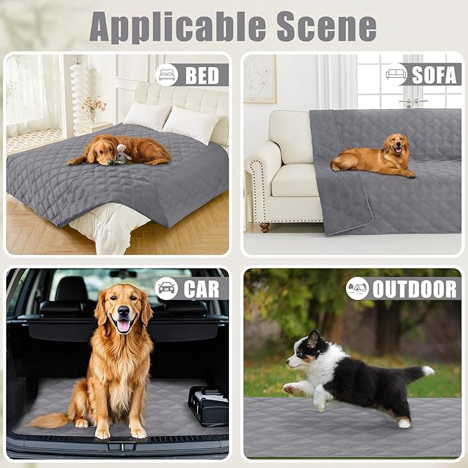 Smiry Waterproof Dog Bed Cover Blanket 68x82, Soft Reversible Pet Blanket, Washable Leakproof Cats Dogs Couch Cover for Sofa, Couch, Furniture, Grey/Grey