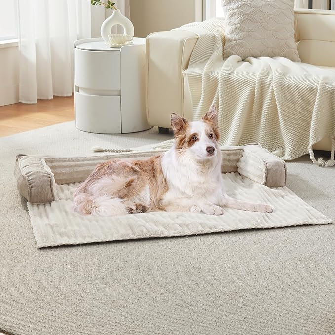 WINDRACING Luxury Dog Couch Bed, Washable Calming Dog Couch Cover, Couch Protector for Dogs, Waterproof Sofa Bed, Pet Bed Mats for Sofa, Pet Sofa Covers (Beige X-Large 45x37x5.5 inch