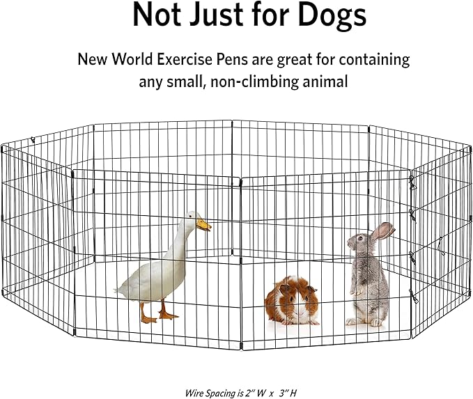 MidWest Homes for Pets Folding Metal Puppy / Dog Exercise Pen, Indoor/Outdoor Playpen with No Door, Provides 16 Sq Feet of Play Space, 30-Inches Tall, Black E-Coated
