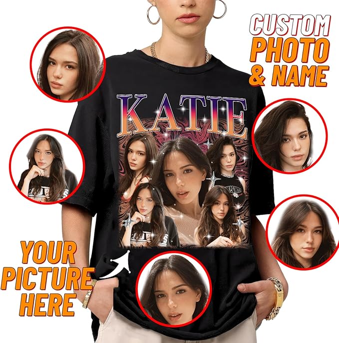 NAZENTI Custom Bootleg Rap Tee, Custom T-Shirts with Picture, Retro Custom Bootleg, Valentine's Gifts for Him Her