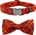 Fall Dog Collar, Pet Collar Bow Plaid Pet Collars Girl Boy Holiday Pet Collars Gift Bow Collars Cute Soft Puppy Collars for X-Large Dogs