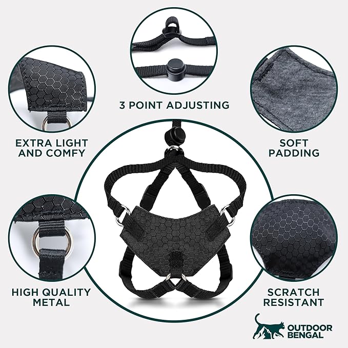Houdini™ Escape Proof Kitten Harness and Leash Set by OutdoorBengal – Extra Small – Comfy, Adjustable and Lightweight - Houdini Cat Harness Escape Proof for Small Cats + Cat Leash 6ft (Pink, XS)