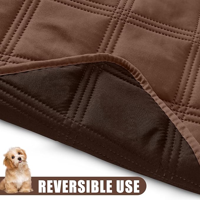 Smiry Waterproof Dog Bed Cover Blanket 40x80, Soft Reversible Pet Blanket, Washable Leakproof Cats Dogs Couch Cover for Sofa, Couch, Furniture, Brown/Chocolate