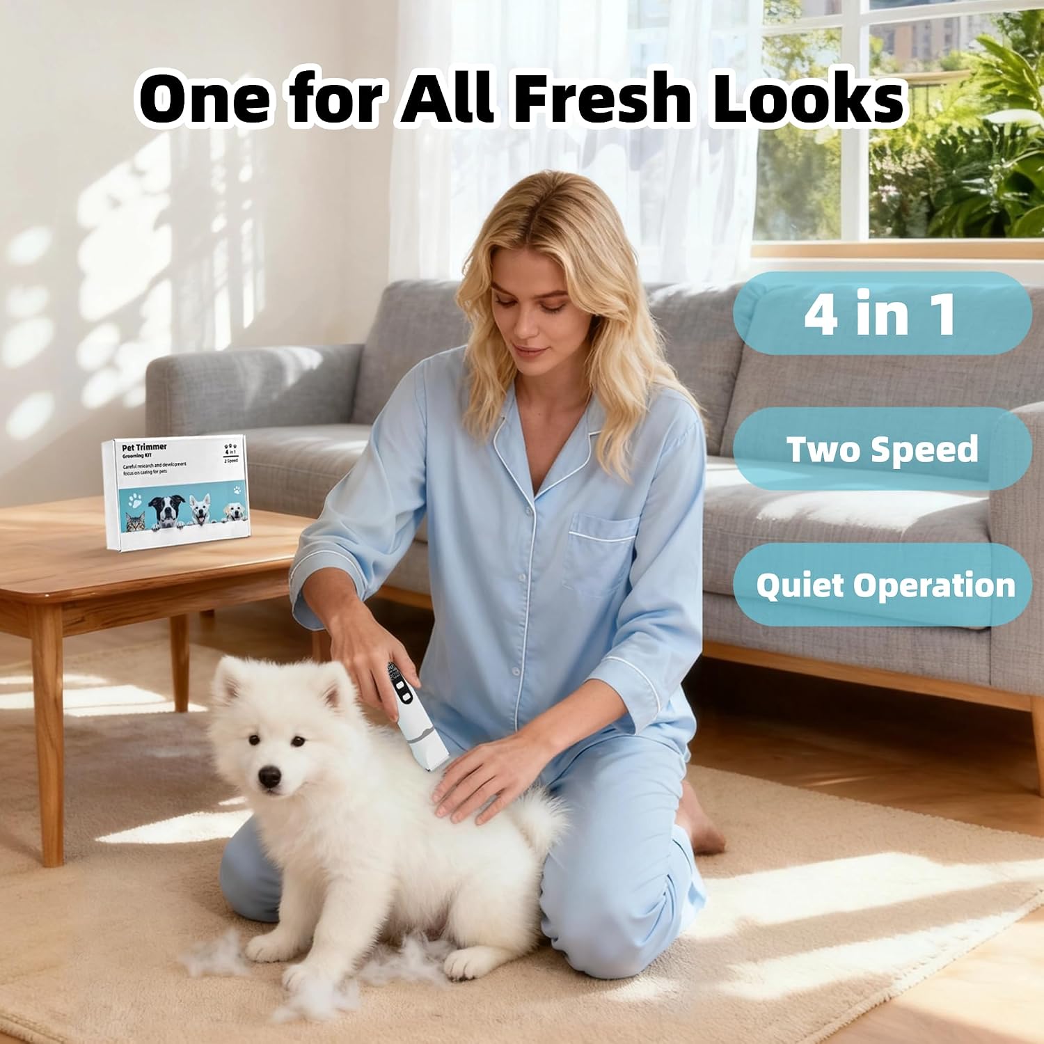 Dog Grooming Kit Hair Clipper with LCD Display - Low Noise Pet Hair Trimmer, Dog Nail Grinder Clippers for Grooming, Rechargeable Cordless Waterproof Paw Trimmer for Cats