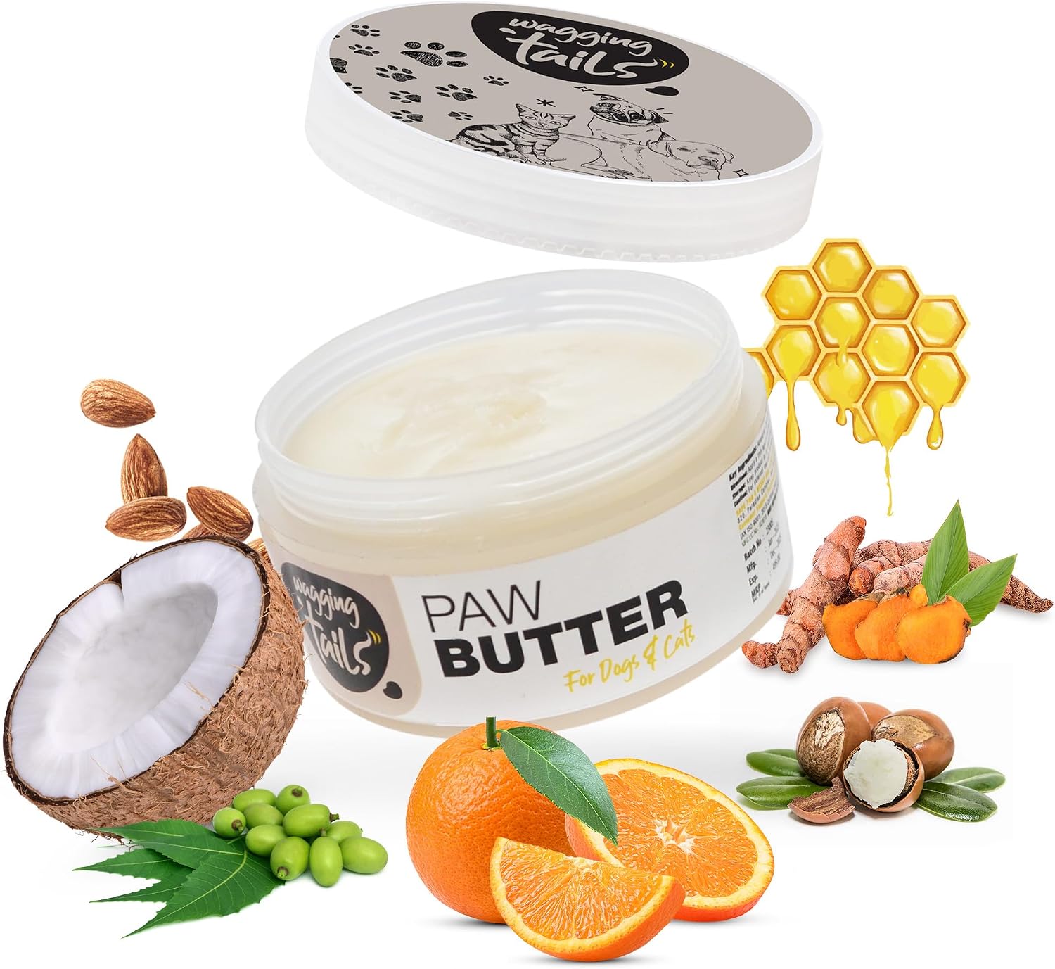 Wagging Tails Paw Butter for Dogs & Cats | Protects Dry Paw Pads, Snouts & Elbows |All-Weather Protection with Shea Butter, Coconut Oil & Beeswax |Lick-Safe - 1.76 fl oz