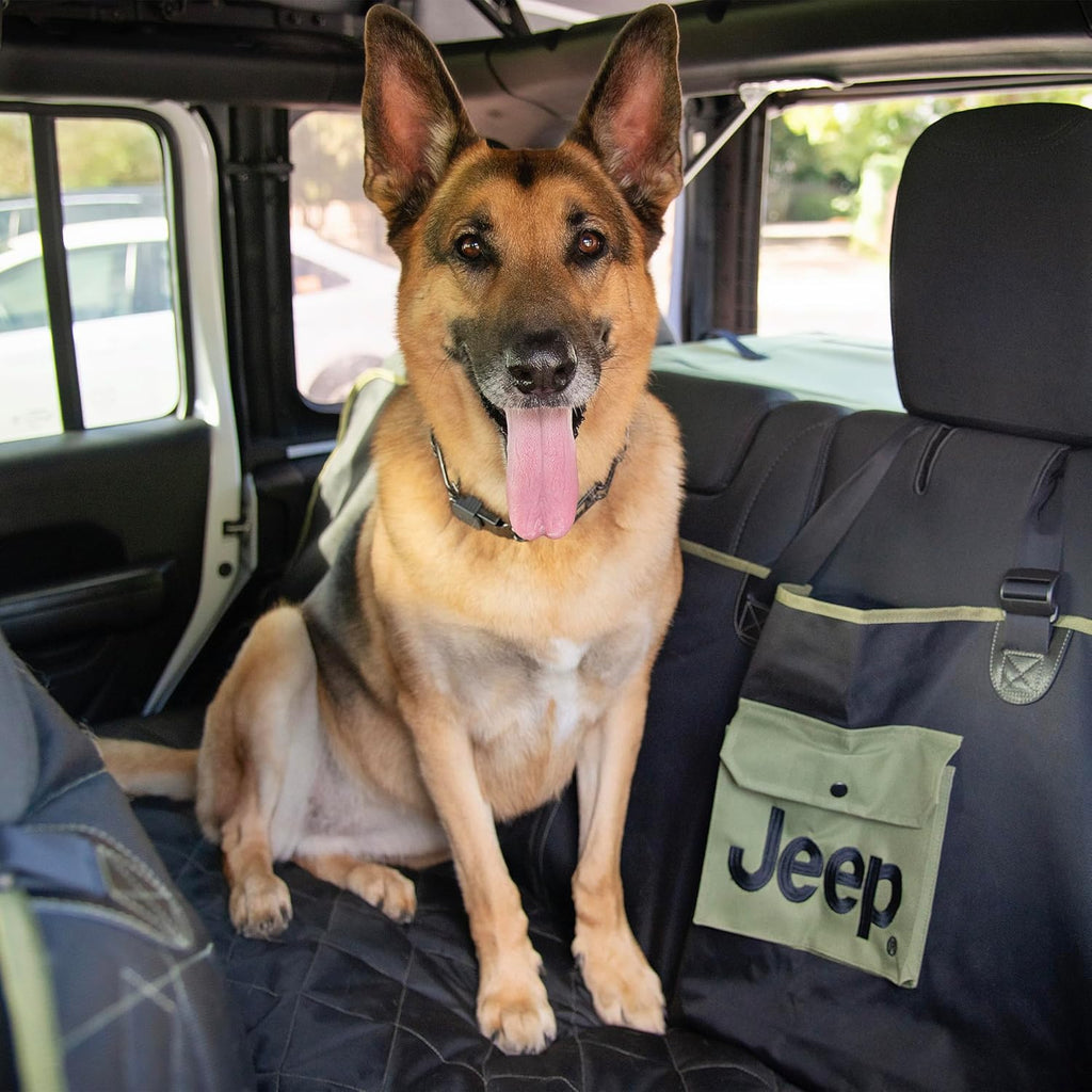 Jeep Vehicle Seat Protector for Dogs and Pets (Charcoal Black) Adjustable Seat Cover - Durable Protection Waterproof Design (58 x 23 x 18.5 inch)