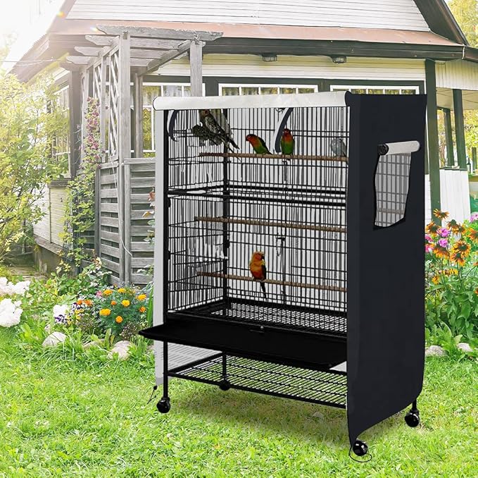 Universal Bird Cage Cover, Dark Colored Drape for Animal Crate, Waterproof & Washable Night Cover for Cages, Distraction and Light Eliminator for Mink, Totoro, Parakeets, Parrot (XL - 38”L×23”W×51”H)