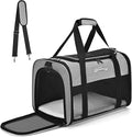 Airline Approved Pet Carrier for Cats & Small Dogs (Up to 18 Lbs) - Soft Sided Travel Carrier with Washable Pad (Grey)