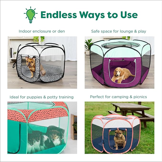 Furhaven Portable Dog Playpen Cat Tent, Pet Playground,Kennel Foldable Indoor Outdoor Zippered Puppy Crate - Purple, Small