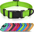 Joytale Small Dog Collar, Reflective and Adjustable Nylon Collar with Quick-Release Buckle, Lightweight No-Choke Design for Small Dogs, Green, 5/8" Width