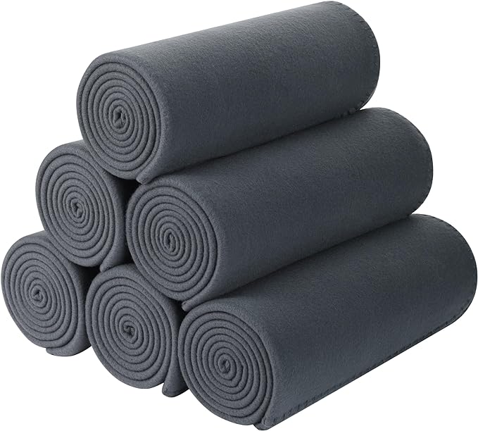 Fleece Throw Blankets Bulk Fleece Blankets Solid Wholesale Lightweight Warm Soft for Pet Bed Sofa Couch Office Wedding Gifts Travel Seasons (Mineral Grey,Pack of 6 50x60 Inches)