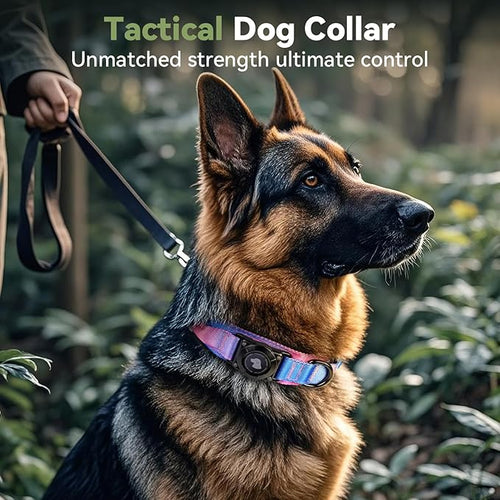 2026 Upgrade Waterproof AirTag Dog Collar, Military Tactical Dog Collar with AirTag Holder, Comfortable Control Handle and Metal Buckle, GPS Dog Collar Holder for Medium to Large Dogs (Snow Cone,XL)