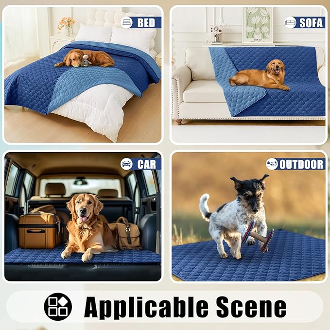Smiry Waterproof Dog Bed Cover Blanket, Soft Reversible Pet Blanket, Washable Leakproof Cats Dogs Couch Cover for Sofa, Couch, Furniture (40x50 Inch, Navy/Blue)
