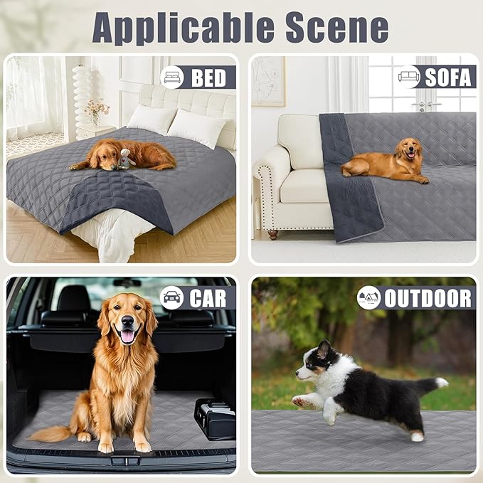 Smiry Waterproof Dog Bed Cover Blanket 82x120, Soft Reversible Pet Blanket, Washable Leakproof Cats Dogs Couch Cover for Sofa, Couch, Furniture, Grey/Dark Grey
