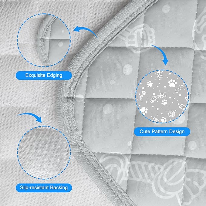 MH MYLUNE HOME Dog/Cat Cooling Mat, Arc-Chill Cooling Fiber & Endothermic Color Changing Pet Mat, 20'x30', Foldable & Washable, Non-Toxic Summer Pet Blanket, Light Gray