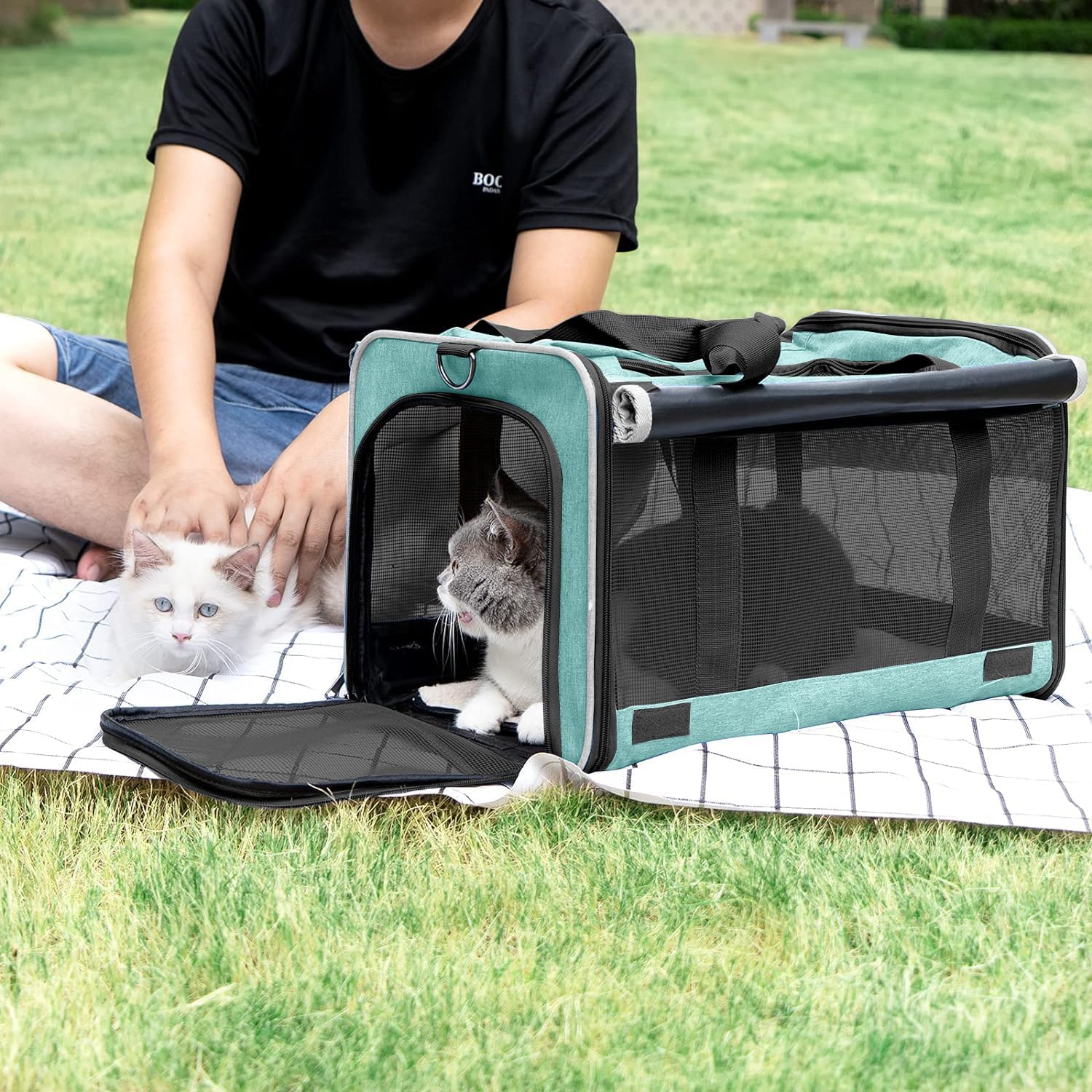 GAPZER Small Dog Carrier Yorkshire Puppy Softshell Chihuahua Transport Cage | Privacy Protection Big Kitten Car Travel Cloth Carry Bag up to 20 lbs, Small Animal Portable Mesh Kennel Cage for Vet Visits