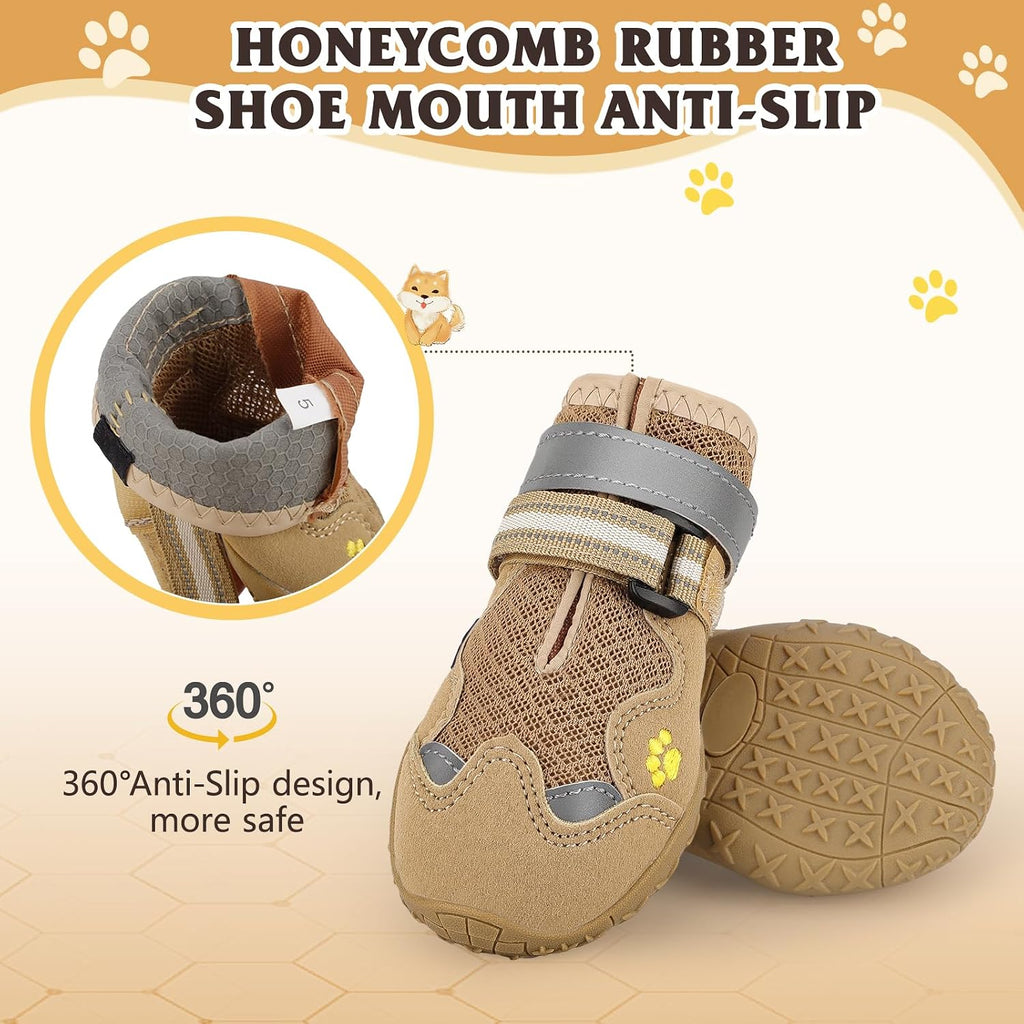 Dog Shoes for Large Medium Small Dog, Mesh Breathable Dog Shoes for Hot Pavement, Anti-Slip Dogs Boots Paw Protectors with Reflective for Outdoor Indoor Hardfloors