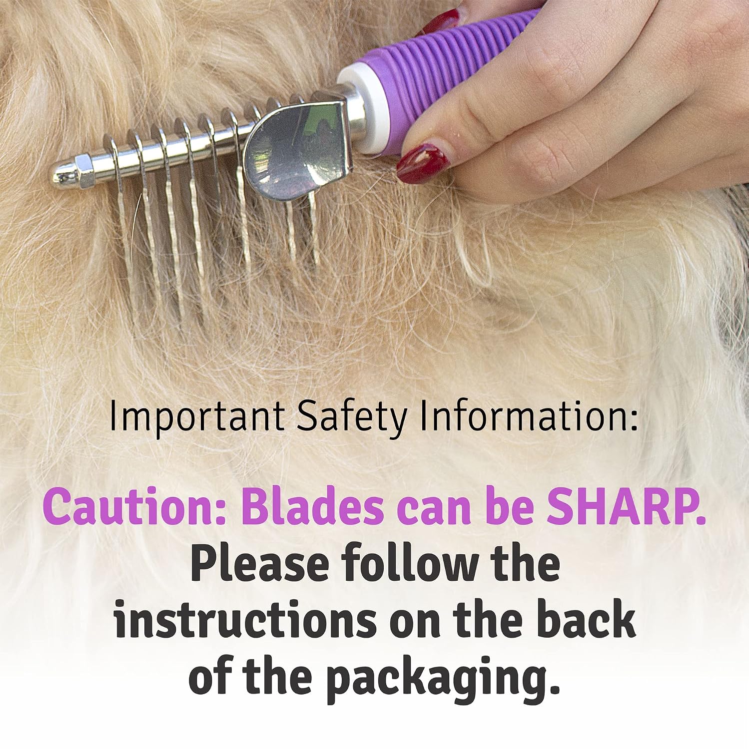 Poodle Pet Bundle - Dematting Fur Rake Comb Brush Tool with Steel Safety Blades and Detangling Pet Comb with Long and Short Stainless Steel Teeth for Detangling Matted or Knotted Undercoat Hair
